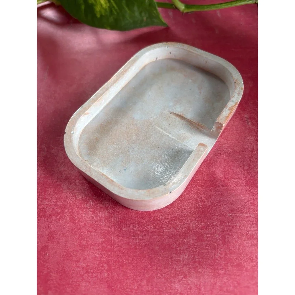 Handmade Soap Dish Cement Soap Holder Bathroom Kitchen Self Draining
